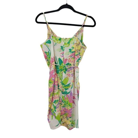 Revolves Yumi Kim Jayne Mini Wrap Dress L White Pink Floral Tie Waist Tropical - Picture 9 of 13